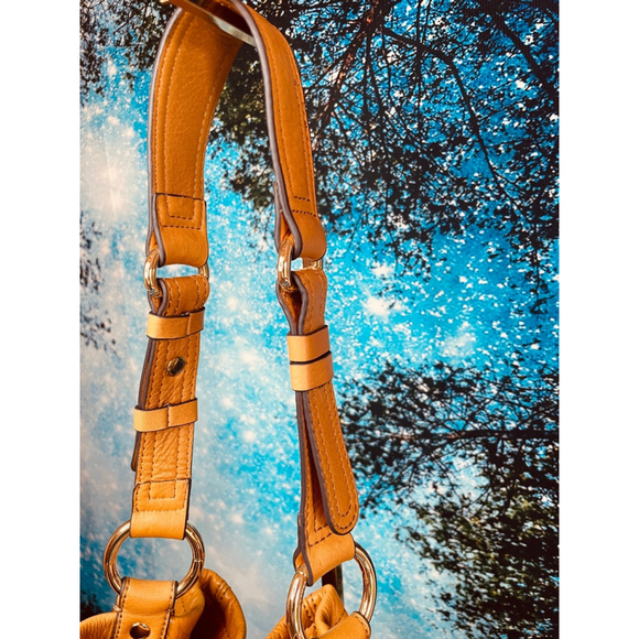 B Makowsky Tan Leather Bucket Bag Alligator Trim & Leopard Lining Ex Condition - Picture 3 of 16